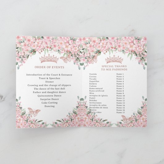 Quinceañera Cheroms Rose Gold Programm (Innenseite)