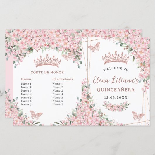 Quinceañera Cheroms Rose Gold Programm (Vorne/Hinten)