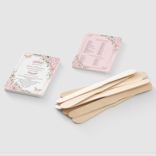 Quinceañera Cheroms Rose Gold Programm Fächer (Non-assembled)