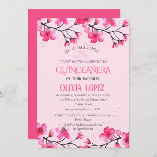 Quinceañera Cherry Blossom Floral 15. Geburtstag Einladung