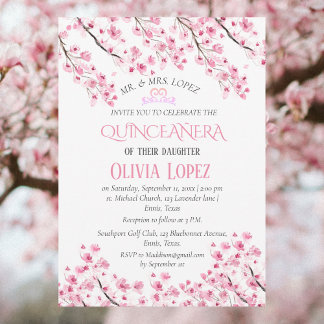 Quinceañera Cherry Blossom Floral 15. Geburtstag Einladung