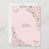 Quinceañera Cherry Blüten Rose Gold Schmetterlinge Einladung (Rückseite)