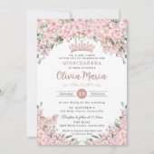 Quinceañera Cherry Blüten Rose Gold Schmetterlinge Einladung (Vorderseite)