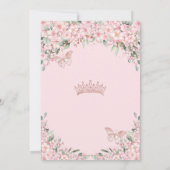 Quinceañera Cherry Blüten Rose Gold Schmetterlinge Einladung (Rückseite)
