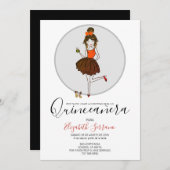Quinceanera Chica en vestido de fiesta invitación Einladung (Vorne/Hinten)
