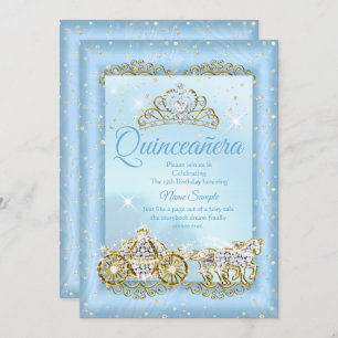 Quinceanera Cinderella Blue Märytale Carriage Einladung