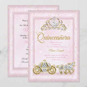 Quinceanera Cinderella Rosenrot Kutsche Einladung
