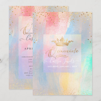 Quinceanera Cotton Candy Watercolor Brushstrokes Einladung