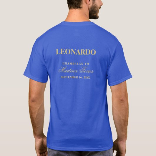 Quinceanera Court Royal Blue Gold Custom Chambelan T-Shirt (Rückseite)