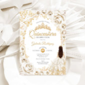 Quinceanera Cream Gold Floral Einladung