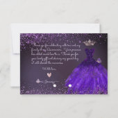 Quinceanera Dankeschön Ultra Violett Glitter   Einladung (Rückseite)