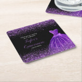 Quinceanera Dark Lila Imitats Glitzer Rechteckiger Pappuntersetzer (angewinkelt)