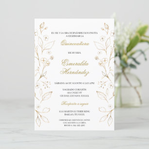 Quinceañera de tema oro einladung