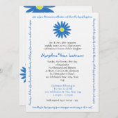 Quinceanera Delightful Daisy Message Text Blau Einladung (Vorne/Hinten)