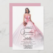 Quinceañera | Delikatrosa Quince Años Einladung (Vorne/Hinten)