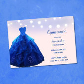Quinceanera Denim Blue Blush String Lights Einladung