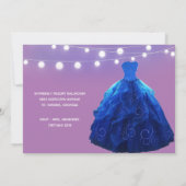 Quinceanera Denim Blue Lavender String Lights Einladung (Rückseite)