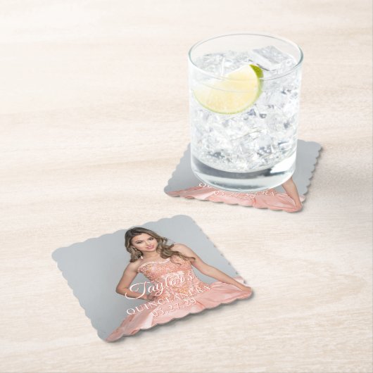 Quinceanera Dress Foto Zwei Farben Schriftart Untersetzer (Vor Ort)