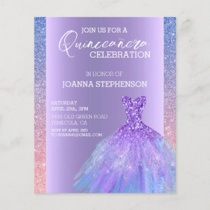 Quinceanera Dress Glitzer Lila Ombre