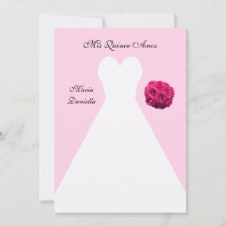 Quinceanera Dress on Pink Quince Anos Einladung