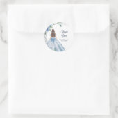 Quinceañera Dusty Blue Floral Vielen Dank Runder Aufkleber (Tasche)