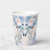 Quinceanera Dusty Rose Blue Peonies Blume Paper  Pappbecher (Rechts)