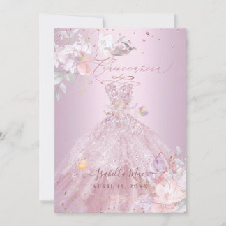 Quinceanera Dusty Rose Glitzer Platterbsen Einladung