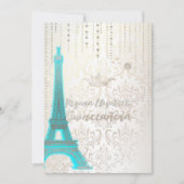 Quinceanera/Eiffel Blau/Prinzessin/Krone Einladung (Vorderseite)