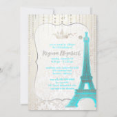 Quinceanera/Eiffel Blau/Prinzessin/Krone Einladung (Rückseite)