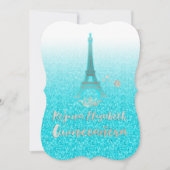 Quinceanera/Eiffel/Blau/Prinzessin/Krone Einladung (Vorderseite)
