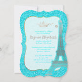 Quinceanera/Eiffel/Blau/Prinzessin/Krone Einladung (Rückseite)