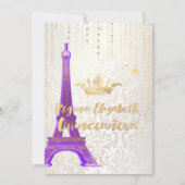 Quinceanera/Eiffelturm/Pariser Prinzessin/Lila Einladung (Vorderseite)