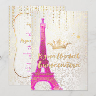 Quinceanera/Eiffelturm/Pariser Prinzessin/Lila Einladung