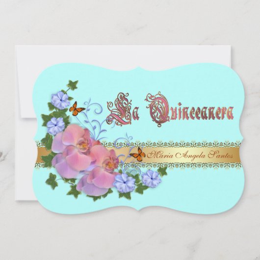 Quinceanera Einladung 15. Geburtstag elegant (Vorderseite)