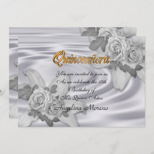 Quinceanera Einladung 15. Geburtstag elegant (Vorne/Hinten)