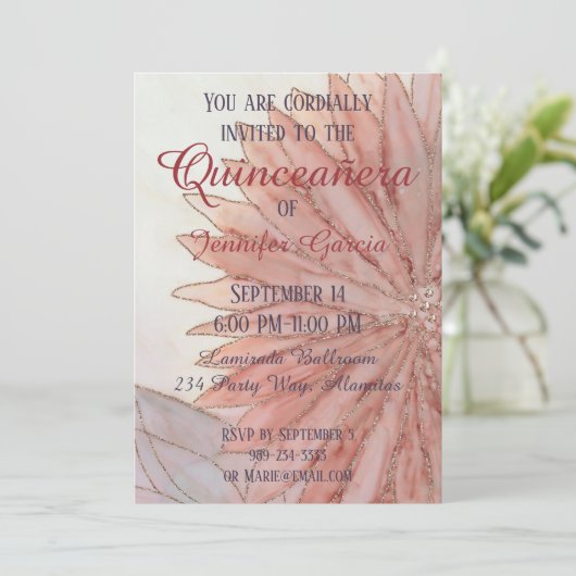 Quinceanera Einladung 15. Geburtstagsparty (Stehend Vorderseite)