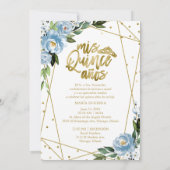 Quinceanera Einladung Bilingual Blue Gold Foil (Rückseite)