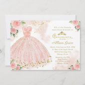 Quinceanera Einladung Bilingual Pink Blush Gown (Rückseite)