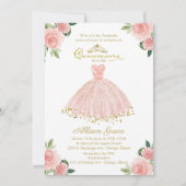 Quinceanera Einladung Bilingual Pink Blush Gown (Rückseite)