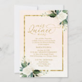 Quinceanera Einladung Bilingual Pink Gold Foil (Vorderseite)