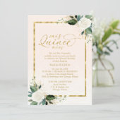 Quinceanera Einladung Bilingual Pink Gold Foil (Stehend Vorderseite)