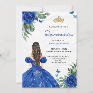 Quinceanera-Einladung ein Mädchen mit blauem Kleid Einladung