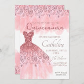 Quinceanera Einladung erröten 15. Geburtstag des (Vorne/Hinten)
