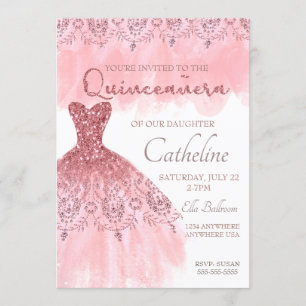 Quinceanera Einladung erröten 15. Geburtstag des