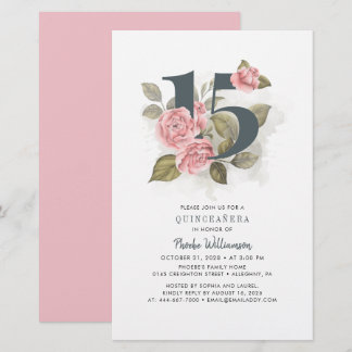 Quinceanera Einladung Floral 15. Geburtstagsparty Briefpapier