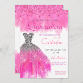 Quinceanera Einladung fuscia15. Geburtstag (Vorne/Hinten)