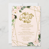 Quinceanera Einladung Gold Foil Rosa Rosa Blüte Bl (Vorderseite)