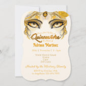 Quinceañera Einladung Gold Glitzer (Vorderseite)
