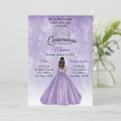 Quinceañera Einladung Lila und silber (Stehend Vorderseite)