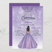 Quinceañera Einladung Lila und silber (Vorne/Hinten)
